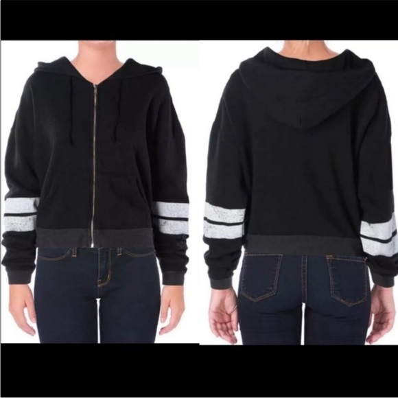 Wildfox Varsity Stripe Hoodie in Grey/Black with White Stripes - Picture 9 of 14